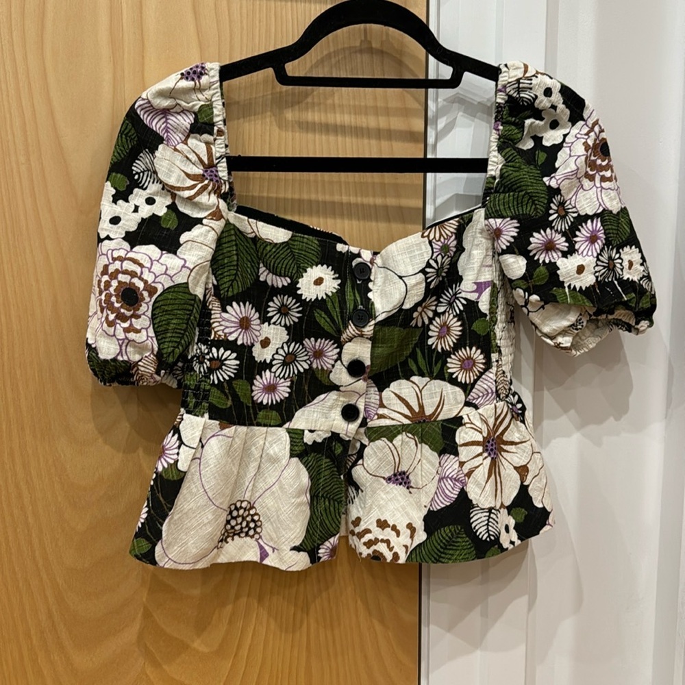Maje Loflower Cotton Square-Neck Top sz Small / 1